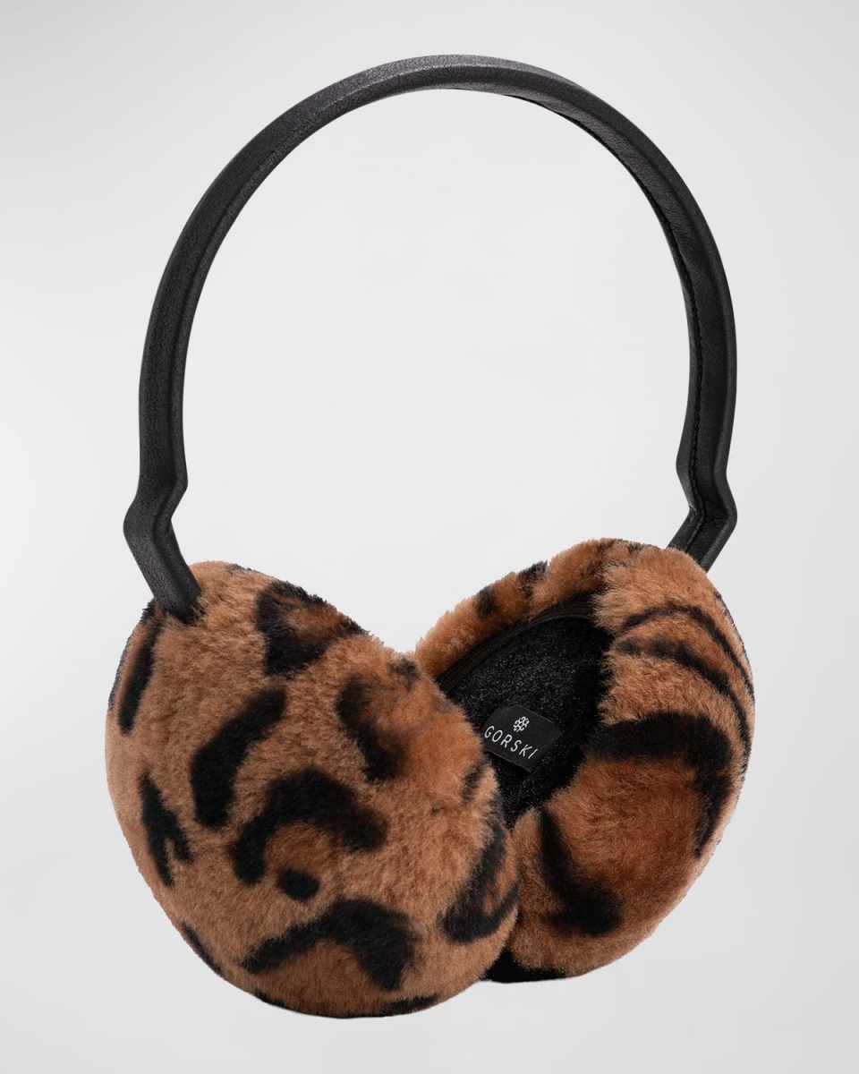 Leopard Lamb Shearling Fur Earmuffs